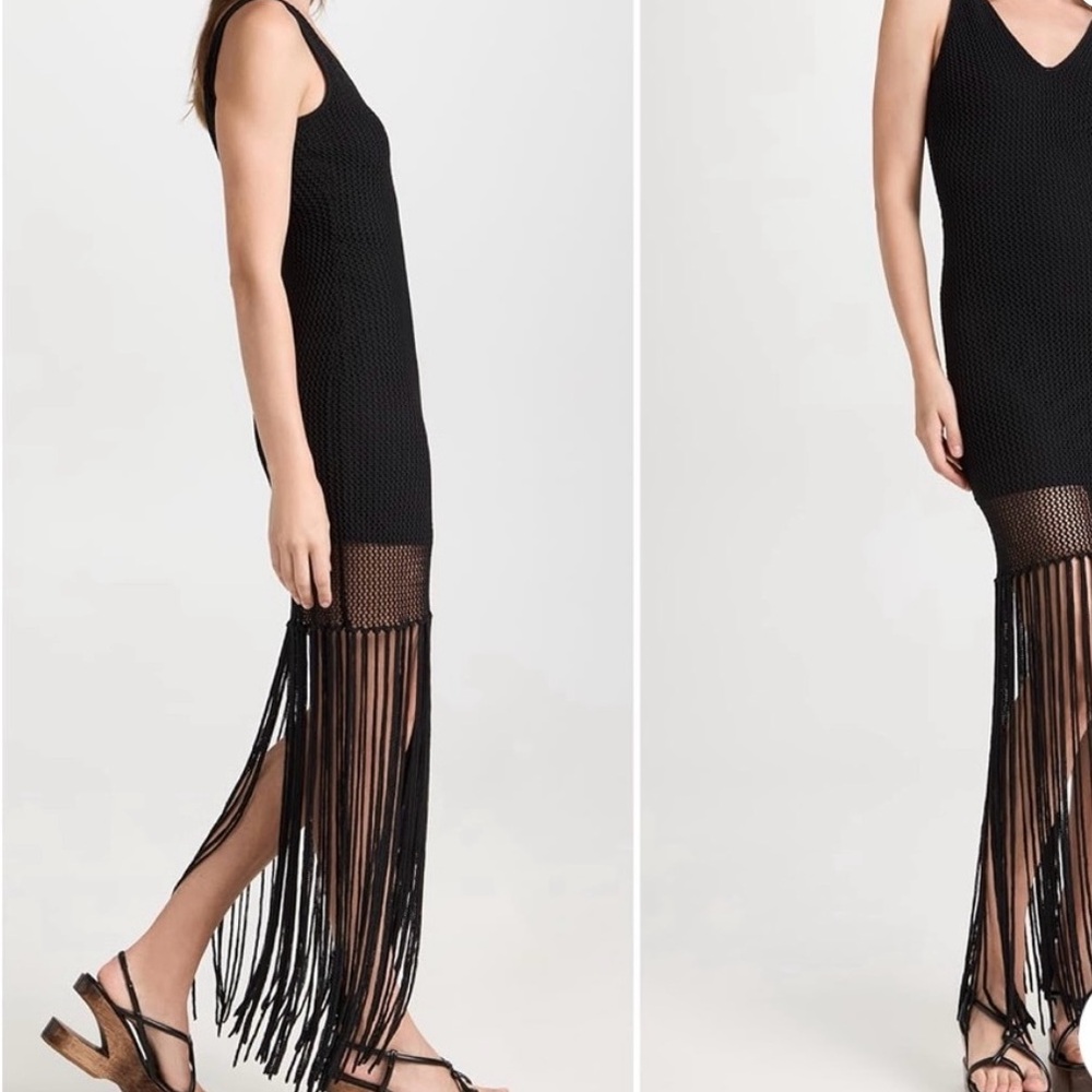 STAUD La Mer Black Fringe Dress - Picture 3 of 4